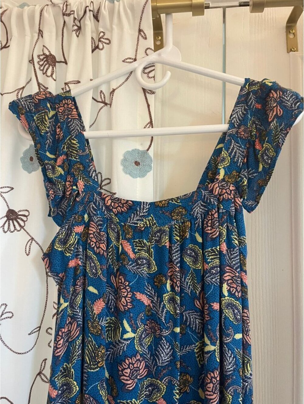 NWOT | Knox Rose | XS | Blue Floral Paisley Tiered Midi Dress - Picture 4 of 8